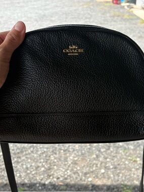 Coach Black Pebbled Leather Dome Crossbody with Gold Hardware